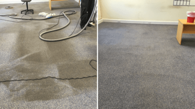 slate floor before and after cleaning