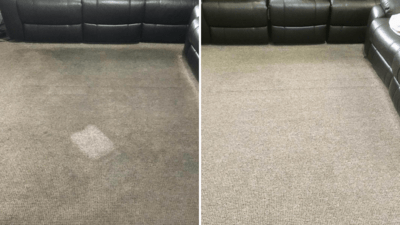 slate floor before and after cleaning